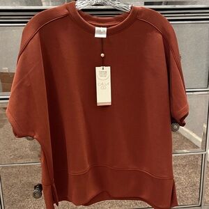 NWT Calia Sandwich SS Pullover Brown Large